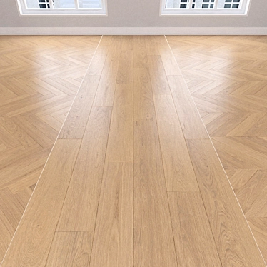 Parquet Oak White: Christmas Tree, Linear & Chevron 3D model image 1 