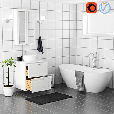 Modern Bathroom Furniture Set 3D model image 1 