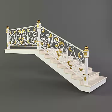 Handcrafted Forged Stairs 3D model image 1 
