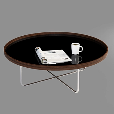 Walnut Glass Chrome Couch Table 3D model image 1 