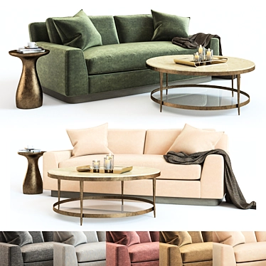 Baker Laguna Sofa Set: Elegant and Detailed 3D model image 1 