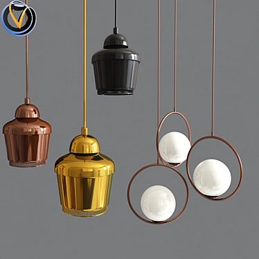 Modern Glass Globe Pendant Light 3D model image 1 