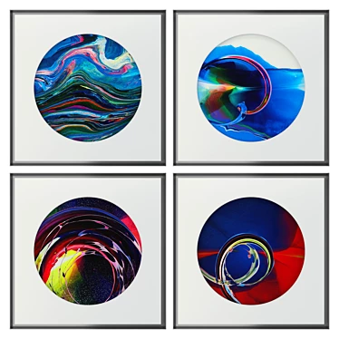 Contemporary Abstract Art Set - 6 Canvas Paintings 3D model image 1 