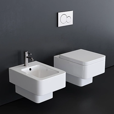 Teorema Wall-Hung Ceramic Toilet & Bidet 3D model image 1 