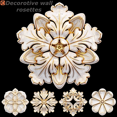 Elegant Wall Rosettes: Decorative Ornament in 5 Styles 3D model image 1 