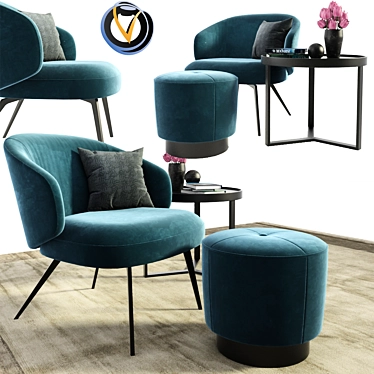 Elegant Lema Bice Armchair Set 3D model image 1 