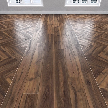 Walnut Parquet: Herringbone, Linear, Chevron 3D model image 1 