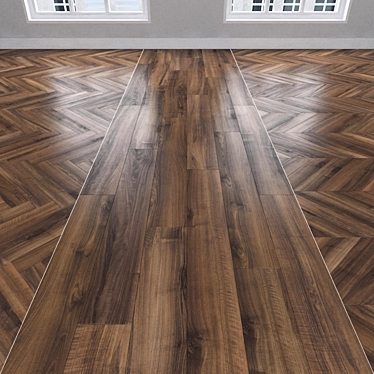 Italian Walnut Parquet: Herringbone, Linear & Chevron 3D model image 1 