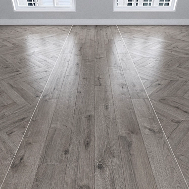 Gray Oak Parquet: Herringbone, Linear, Chevron 3D model image 1 