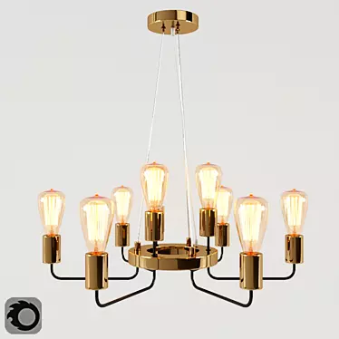 Arte Lamp GELO A6001LM-9BK: Loft Style Pendant with 9 Lights 3D model image 1 