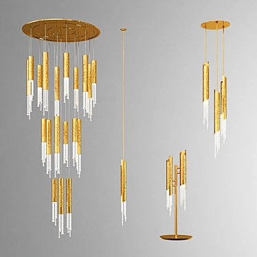 Luxury Italian Gold Chandelier 3D model image 1 