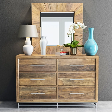 Industrial Chic Dresser Set 3D model image 1 