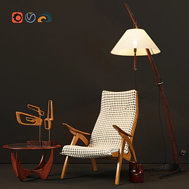 Mid Century Lounge Set v.1 | High-Quality Textures, Optimized Geometry 3D model image 1 