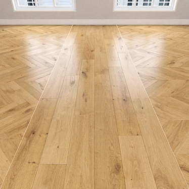 Oak Parquet Flooring Collection: Herringbone, Linear, Chevron 3D model image 1 