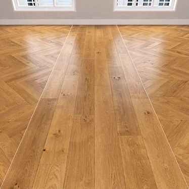 Oak Parquet Flooring: Herringbone, Linear, Chevron 3D model image 1 