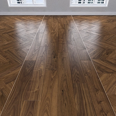 American Walnut Parquet: Herringbone, Linear, Chevron 3D model image 1 