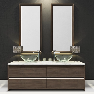 Modern 2m Bathroom Furniture Set 3D model image 1 