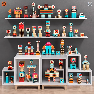 Modular Toy Storage and Construction Set 3D model image 1 