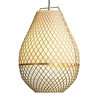 Natural Woven Wicker Pendant Light 3D model image 1 