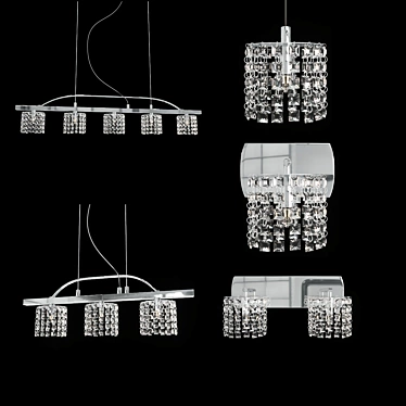 Lux Spirit Chrome Crystal Lighting Set 3D model image 1 