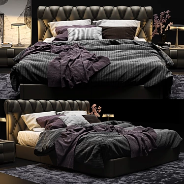 Luxurious Poltrona Frau Bluemoon Bed Set 3D model image 1 