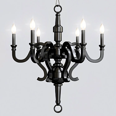 Modway LexMod 6-Light Black Chandelier 3D model image 1 