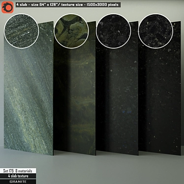 High Quality Granite Slab Set 3D model image 1 