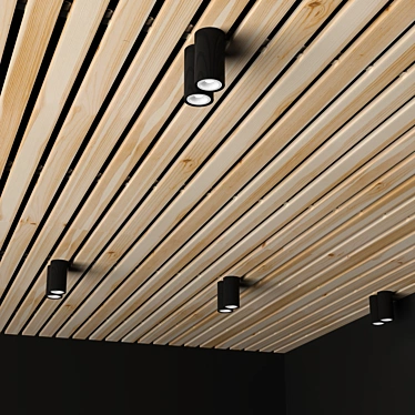 Modern Wooden Ceiling Panel - Donolux N1595 Black 3D model image 1 