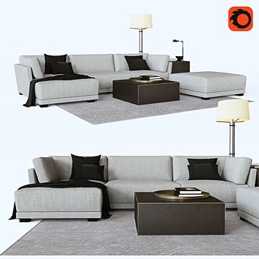LARS: Restoration Hardware Sofa + MARTEL Floor Lamp + SAUNDERSON Coffee Table 3D model image 1 