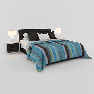 Luxury Linen Bed: Ultimate Comfort 3D model image 1 