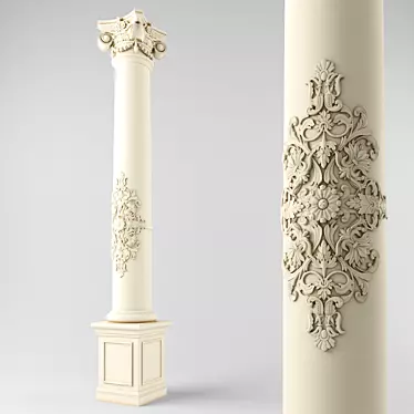 Elegant Column with Crown & Base 3D model image 1 