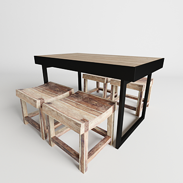 Stylish Pub Table Set 3D model image 1 