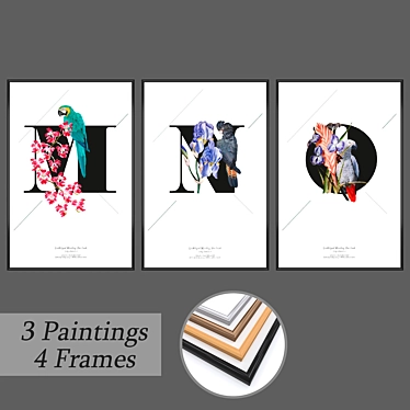 Elegant Wall Art Set with Multiple Frames 3D model image 1 