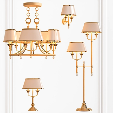 Elegant Lampshade Chandelier 3D model image 1 