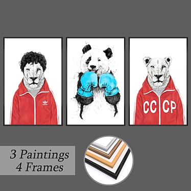 Elegant Framed Art Set 3D model image 1 