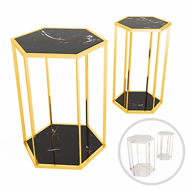 Elegant Taro Side Table Set 3D model image 1 