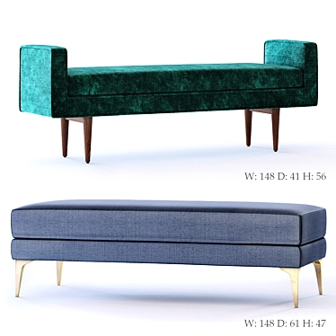 Andes Landry Bench: Stylish and Versatile Accent Furniture 3D model image 1 