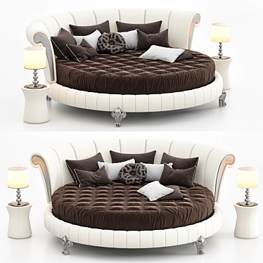 Royal Lavender Velvet Round Bed 3D model image 1 