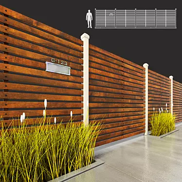 Natural Wood Fence: Durable & Stylish 3D model image 1 