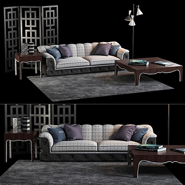 Gianfranco Ferre Home Collection: Sofa, Floor Lamps, Complements, Tables, Vases 3D model image 1 