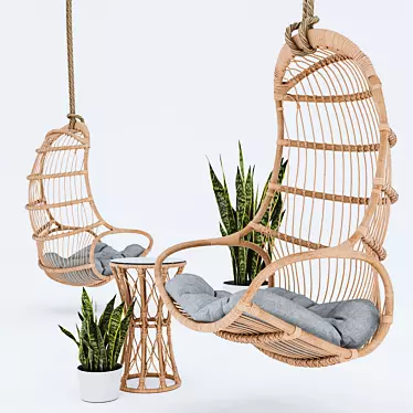 Vegetation Swing: Blucher Hanging Chair Set 3D model image 1 