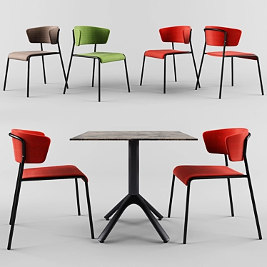 Modern Table and Chair Set 3D model image 1 