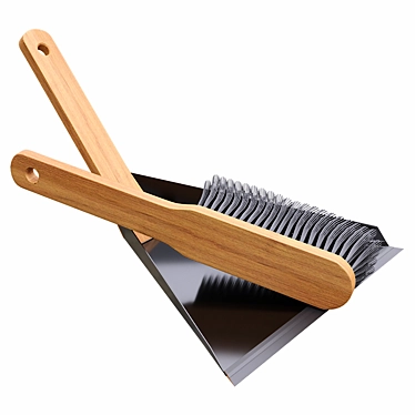 Natural Wood Dustpan and Brush Set 3D model image 1 