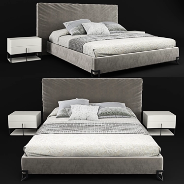 London Collection Contemporary Upholstered Bed 3D model image 1 