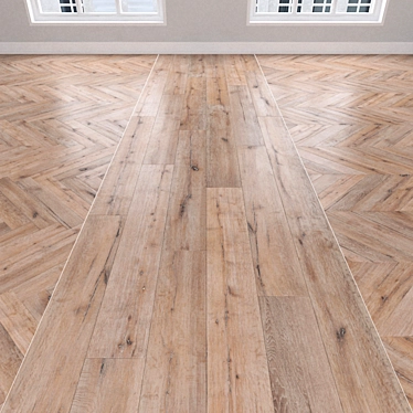 Oak Parquet Flooring: Herringbone, Linear, Chevron 3D model image 1 