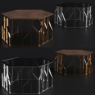 Rustic Wood Coffee Table 3D model image 1 