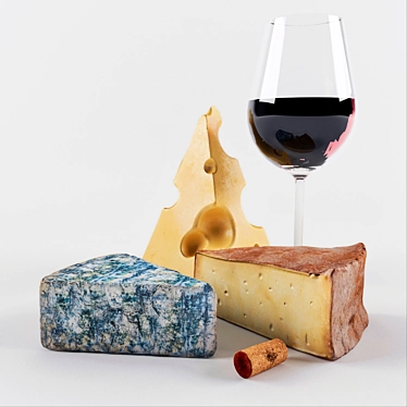 Artisanal Delights: Wine & Cheese Set 3D model image 1 