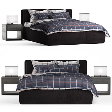 Jesse Velvet Bed 3D model image 1 