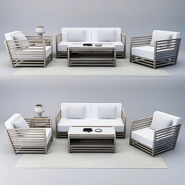 Sleek Wooden Sofa: Modern Design 3D model image 1 