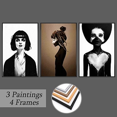 Elegant Wall Art Set with Multiple Frames 3D model image 1 